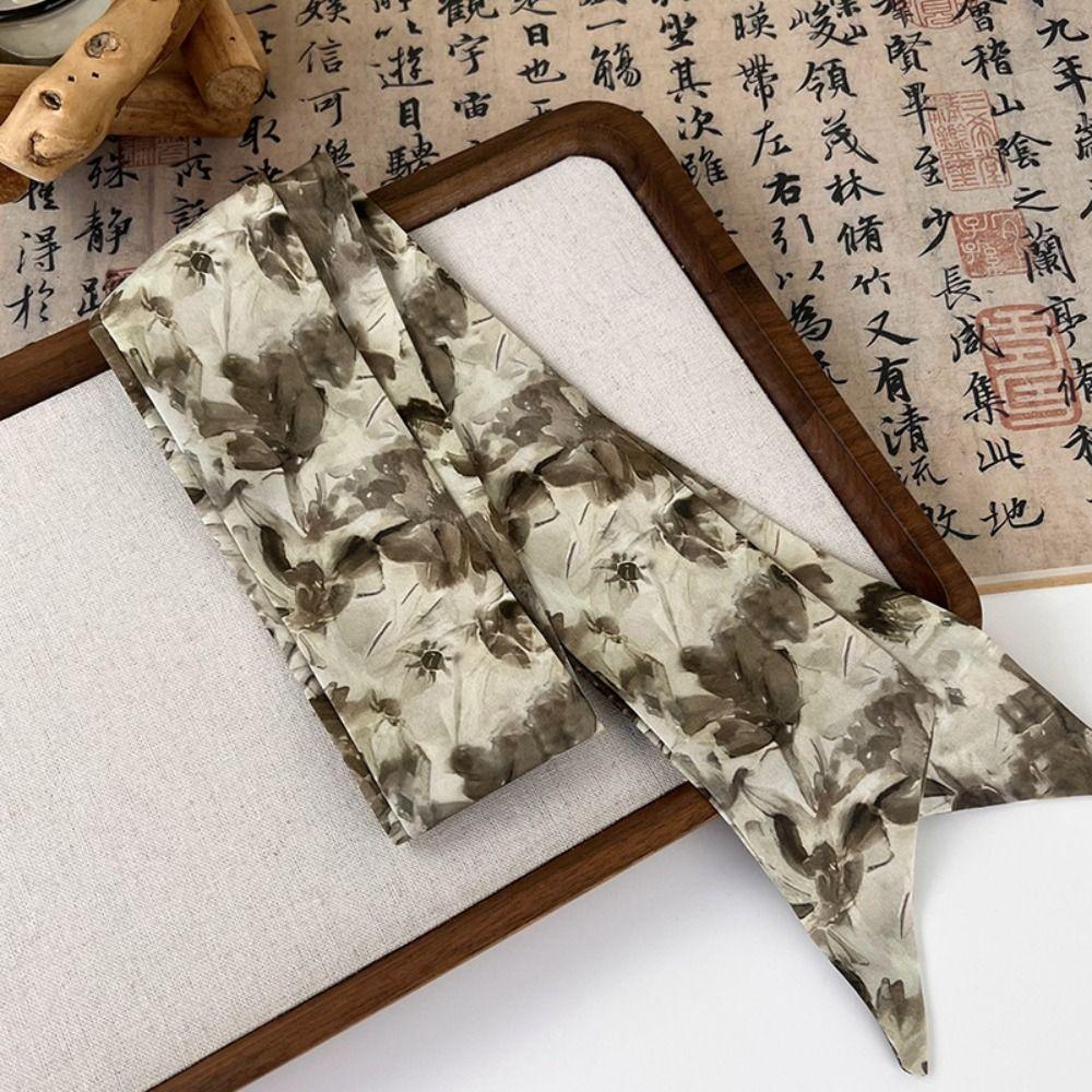 Hair Tie Ink Painting Silk Scarf Long Ancient Hair Band Ancient Style Long Silk Scarf  Headband