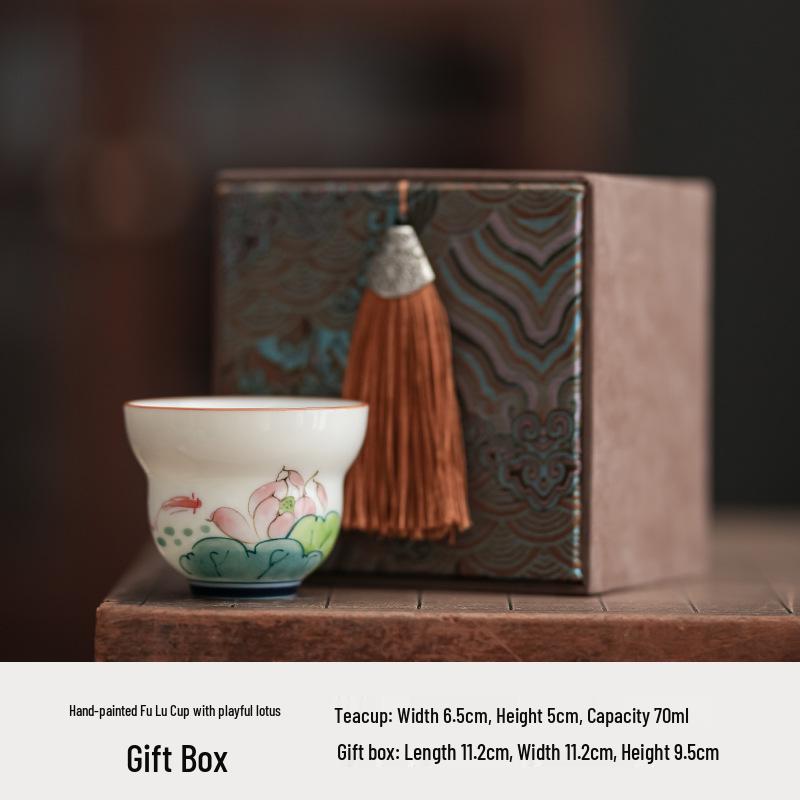 Hand-Painted Jade White Tea Cup Set - Kung Fu Style Porcelain with Gift Box