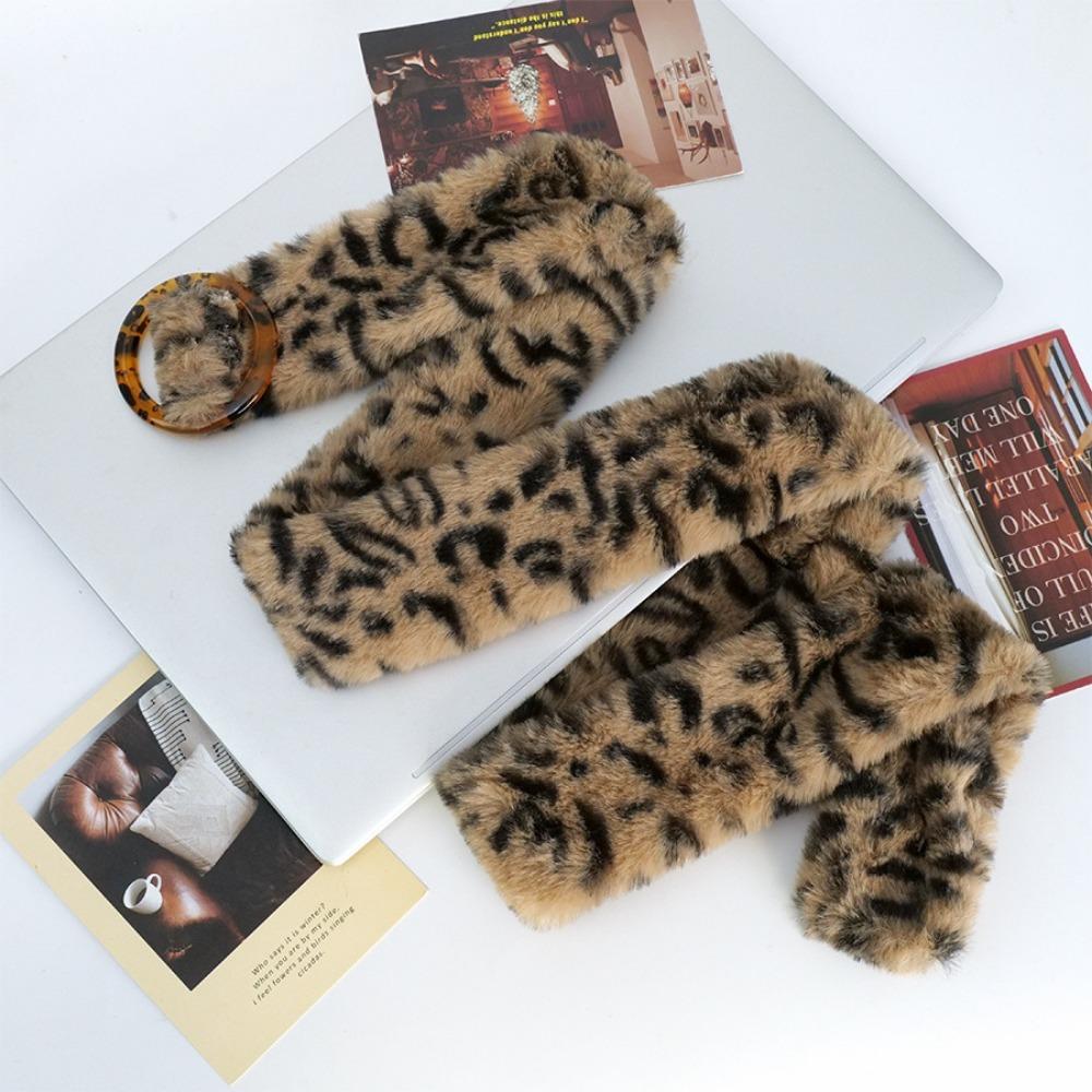 Leopard Print Furry Plush Belt Sexy Tassels Waistband Y2K Waist Belt  Costumes Accessory