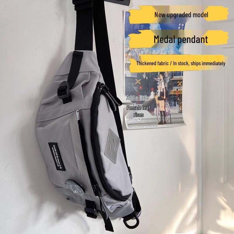 Japanese Workwear Style Messenger Bag: Versatile Men's Waist, Shoulder, & Chest Bag for Sport, Cycling & Casual Use