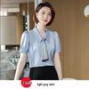 Women's Short-Sleeve White Chiffon Shirt - Trendy Professional Summer Top