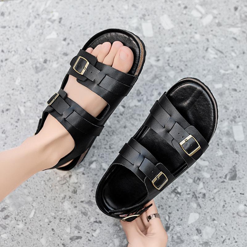 

Модные дизайнерские мужские сандалии, горячая распродажа, летние мужские пляжные сандалии, классические черные, дышащие сандалии для ходьбы на открытом воздухе 44 чёрный