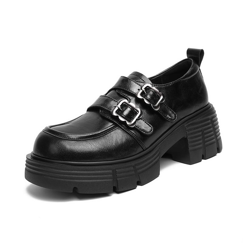 

Fashion AIYUQI 2025 new female shoes Thick-soled buckled women s loafers Large-size JK Mary Jane women leather shoes 41 чёрный