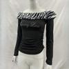 European and American slim fit sexy y2k letter printed exposed navel strapless top