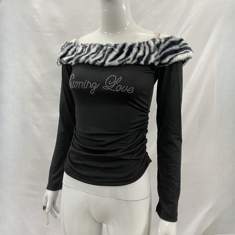 European and American slim fit sexy y2k letter printed exposed navel strapless top