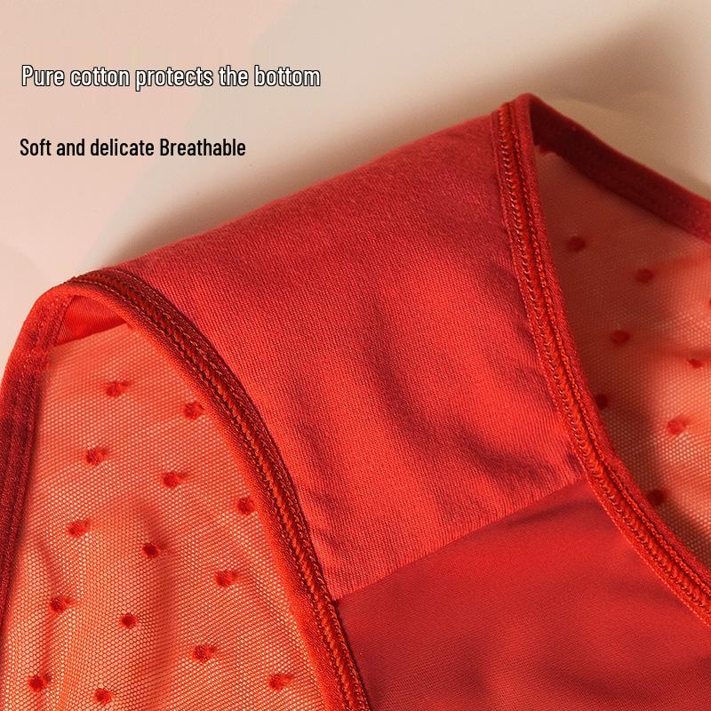 French Rose Lace Seamless Satin Panties – Women's Elegant Ice Silk Style