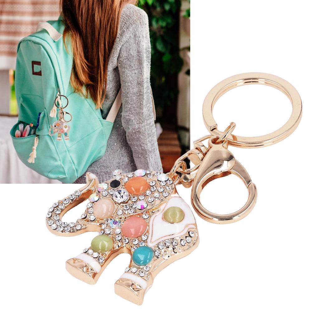 Porte-clés en alliage de zinc en forme d'éléphant avec strass Belle apparence Écologique Tendance