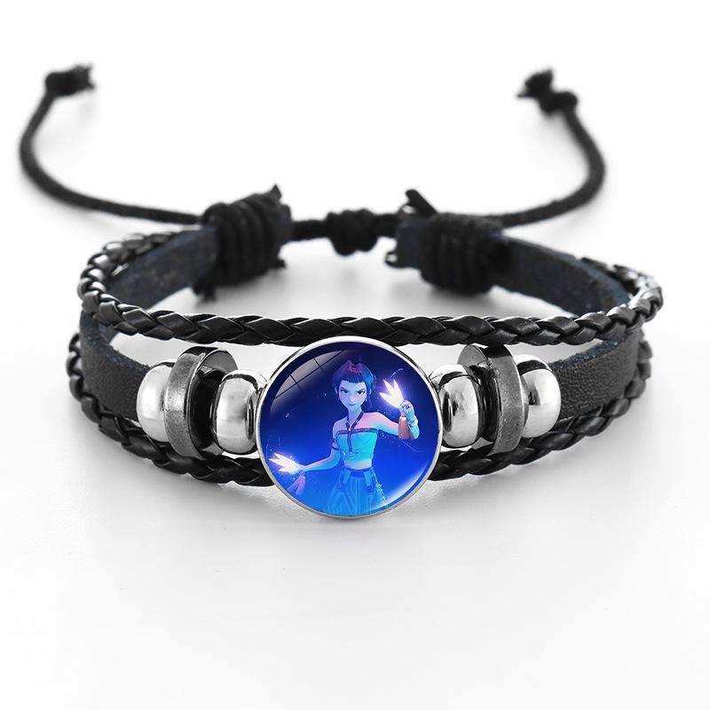 Cross-border Fashion Demon Hunter Bracelet: Time Gem Bangle for Men and Women, Couple's Leather Woven Black Hand Rope