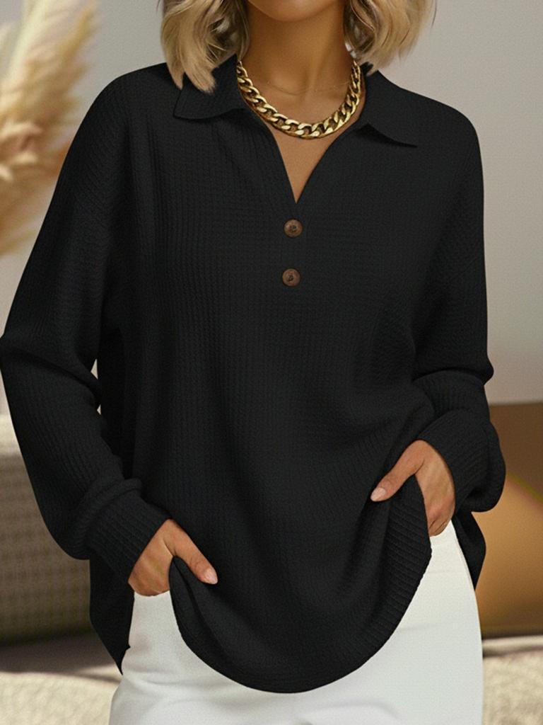 Orange Oversized Long Sleeve Shirt with Collar and Pockets