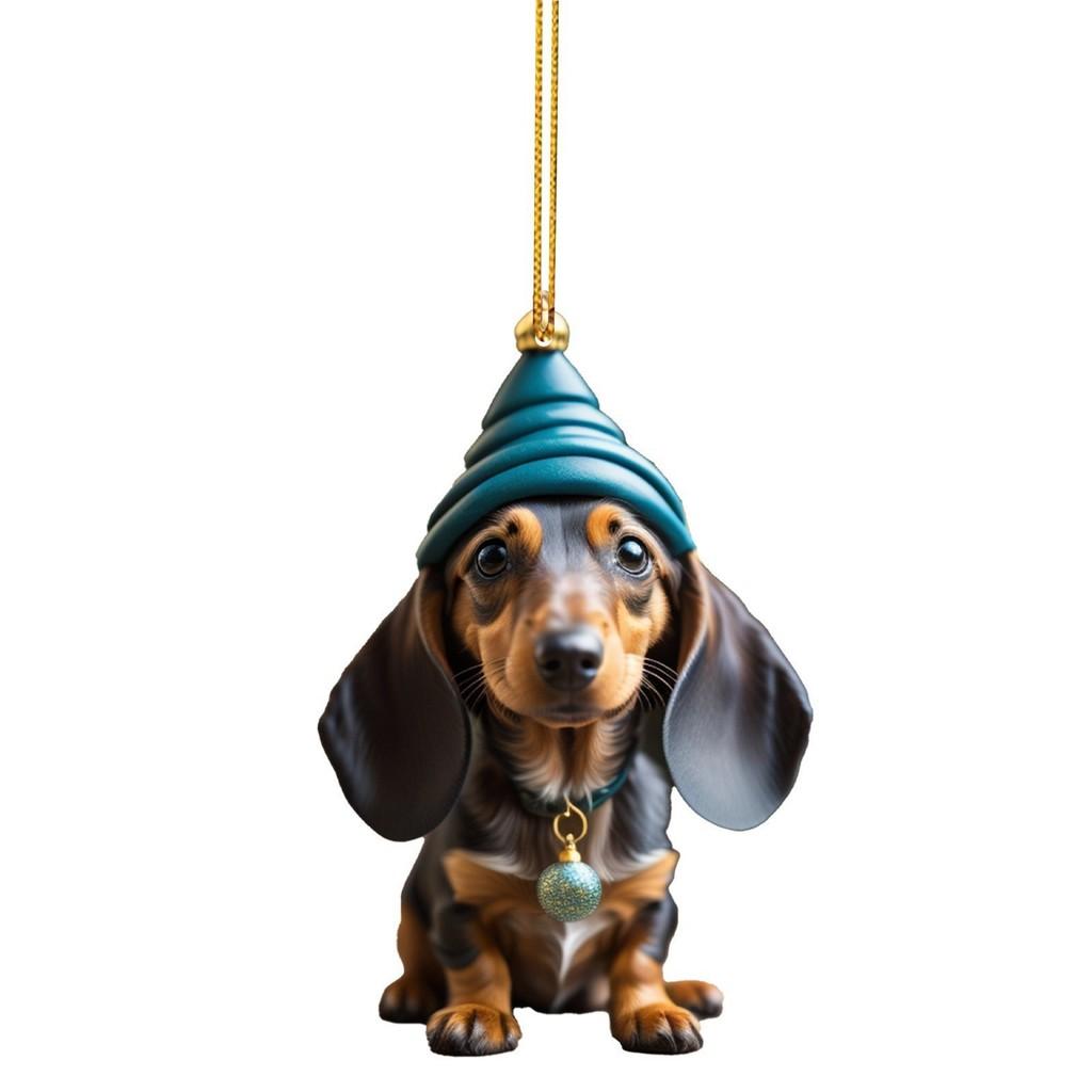Cute Car Dachshund Hanging Decor For Vibrant Christmas Tree And Home Decoration