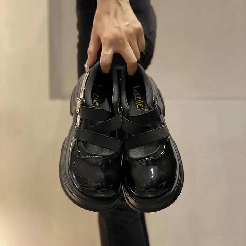 French Mary Jane Women's Shoes Autumn Leather Shoes Casual Non-slip Thick Soled White High Heel Shoes Zapatos Mujer 2025
