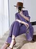 Plus Size 6681 Summer Slimming Wide-Leg Pants Two-Piece Suit for Women