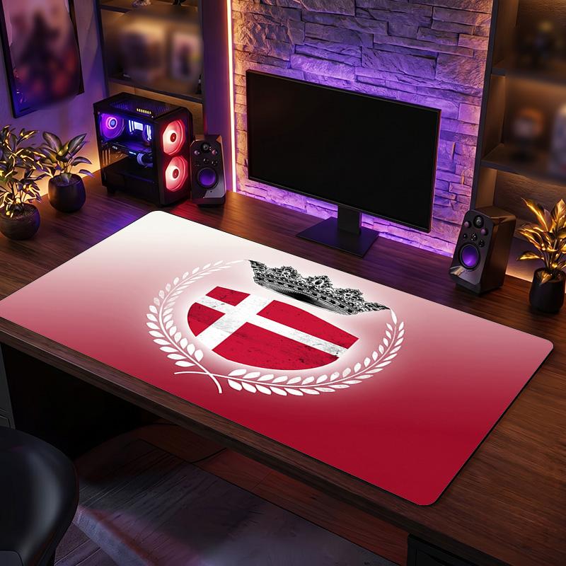 Denmark Football Crest Mouse Pad, Extended Non Slip Rubber Desk Mat for Gaming Office Laptop Fan Gift