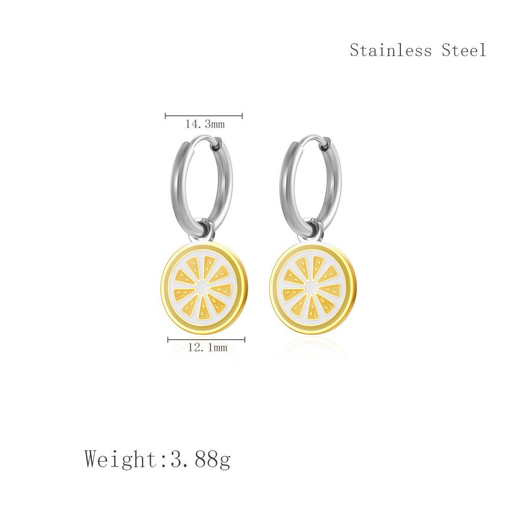 

Niche Creative Lemon Slice Summer Earrings - Versatile Stainless Steel Fruit Hoops for Women серебряный