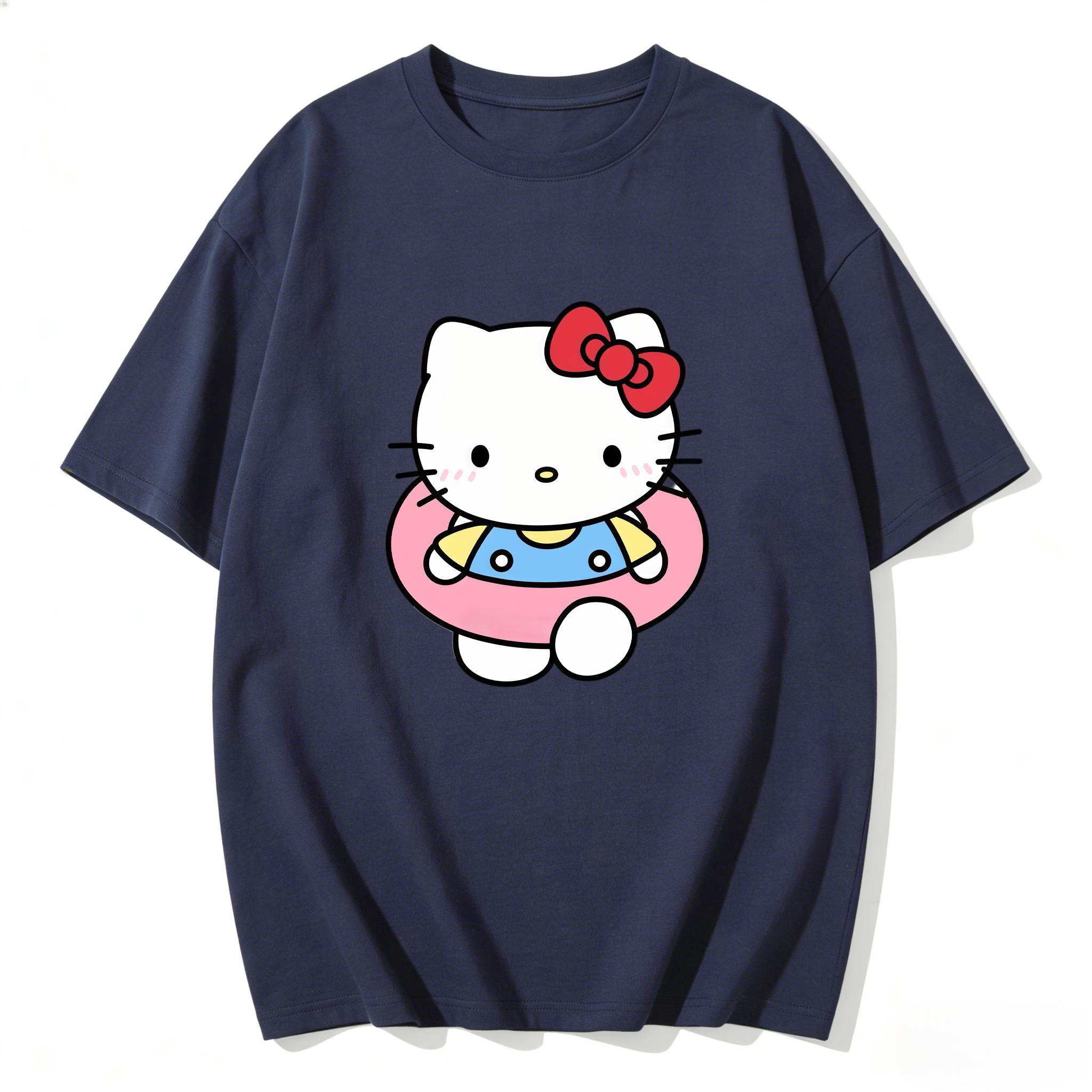 

2026 Hello Kitty Tee soft cotton short sleeve crew neck cute print lightweight summer top for Women daily casual wear S