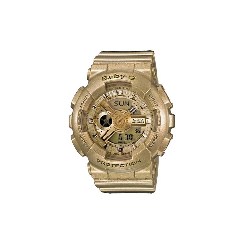 

Casio BABY-G dual display movement quartz movement resin strap Japanese and Korean watch women s watch gold dial BA-111-9A золотой