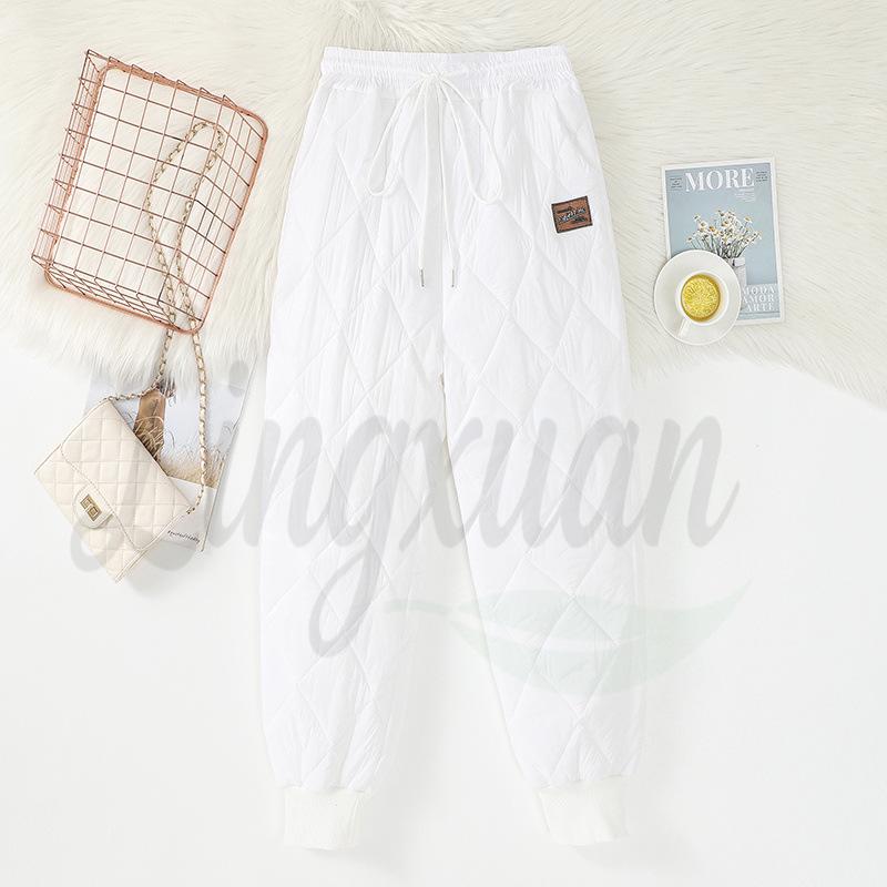 

Women s Diamond Quilted Cotton Harem Pants - Thick, Warm, Casual Wear for Autumn/Winter 2026 2X-Large білий