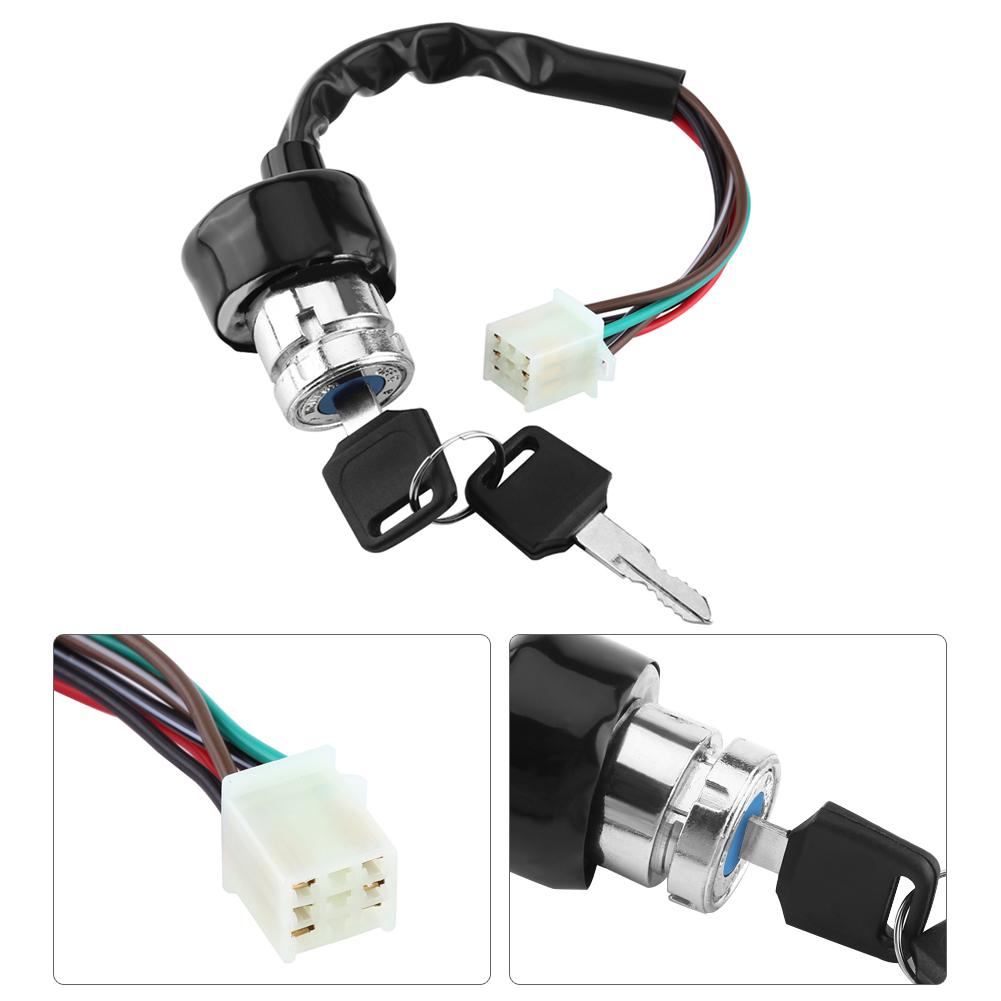 Universal Car Motorcycle 6 Wire In 9 Pin Plug Ignition Switch 3 Position 2 Keys