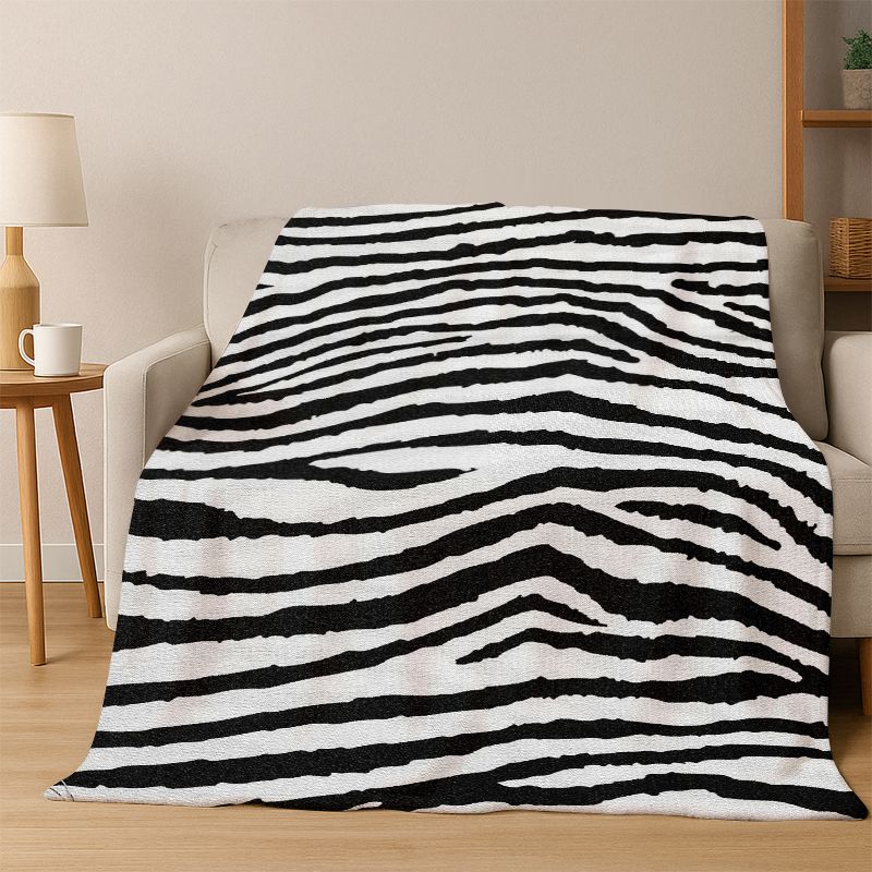Schwarz Weiß Zebra Streifen Flanell Decke Weiche Warme Decke Überwurfdecke für Schlafzimmer Wohnzimmer Bett Reise Camping Picknick Geschenk