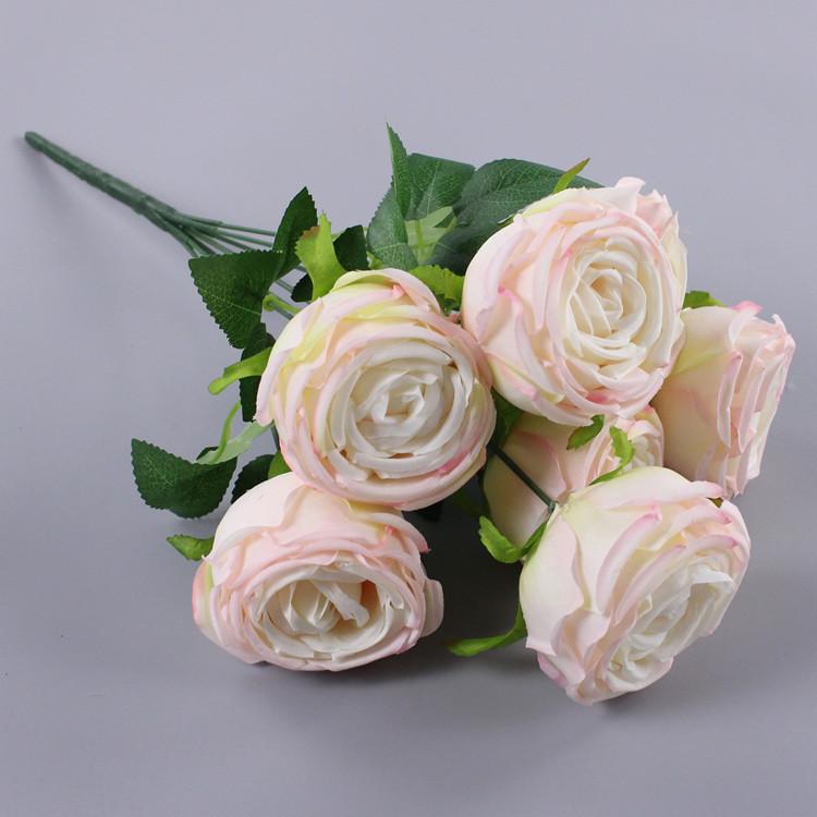 Single multi-headed rose wedding hotel decoration home road lead fake flower