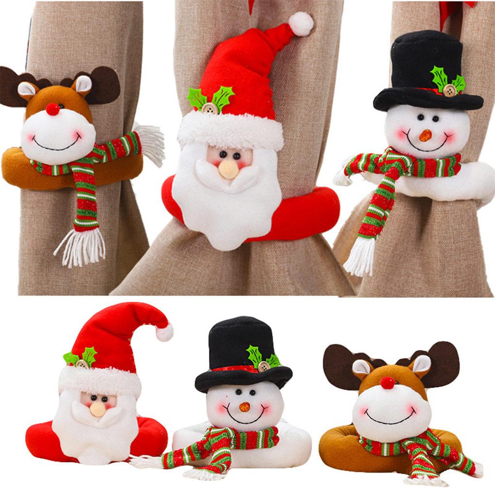 Christmas Curtain Buckle Tieback Cartoon Santa Claus Snowman Blind Cramp Ring Drape Window Decoration Navidad Restaurant