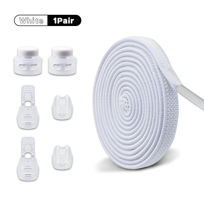 1Pair/2Pair NEW Elastic Shoe Laces Flat Shoelaces Without Ties Kids Round Snap Lock  Adult Quick Shoelace Shoe Accessories