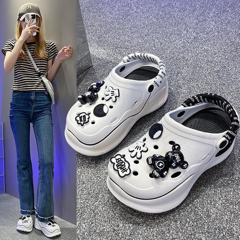 Děrované boty dámské letní nošení nové roztomilé sandály platforma protiskluzové plážové zdravotní pantofle