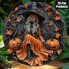 Halloween Witch Vintage Metal Tin Sign Black Hat Pumpkin Wall Decor Gift