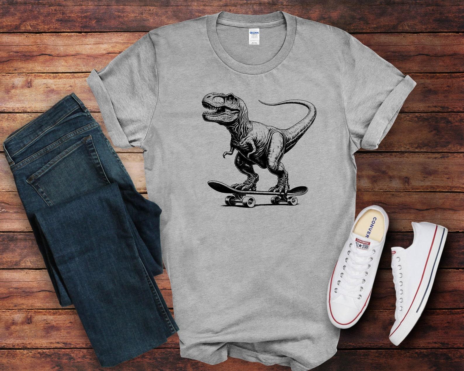 Funny T-Rex on Skateboard T-Shirt S