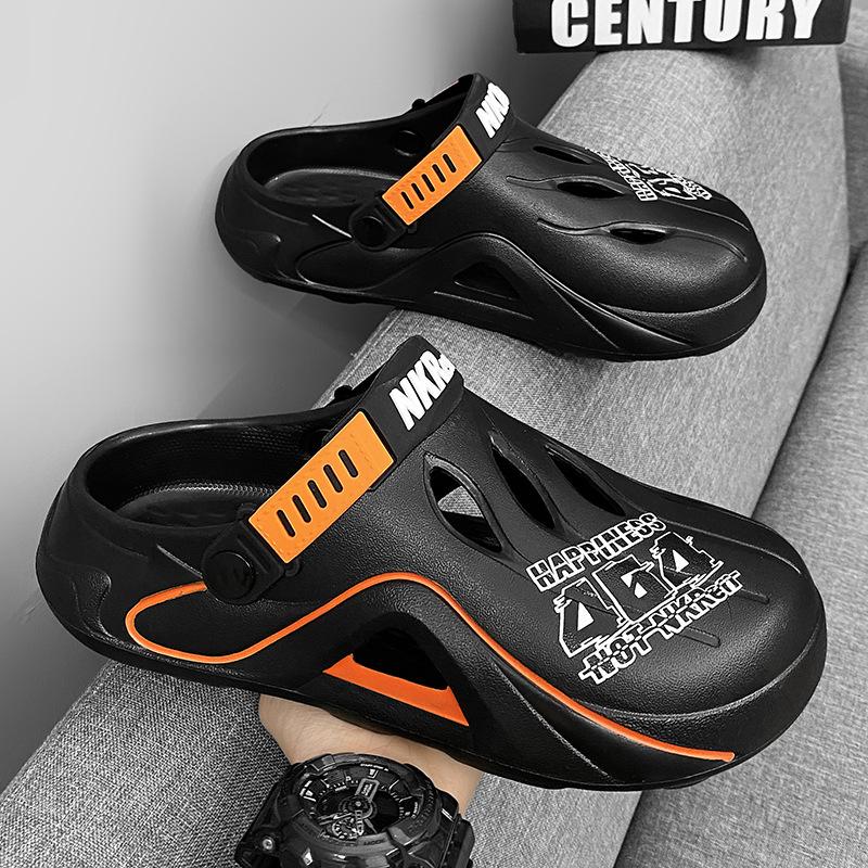 Hausschuhe Herren Atmungsaktiv Lässig Weiche Sohle Leicht Zwei Tragevarianten Strandsandalen Herren Hohler Zehenbereich Lochschuhe