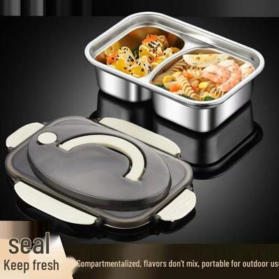Tragbare Edelstahl-Bento-Lunchbox - Lebensmittelqualität, Dicht, Rechteckiger Behälter mit Deckel für Büroangestellte