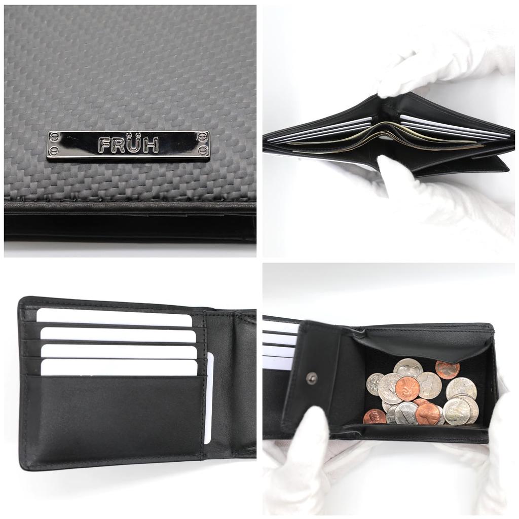 FashionBerry Black Heavy-Duty Real Carbon Leather Bifold Wallet with Coin Purse, 1000103-F-141