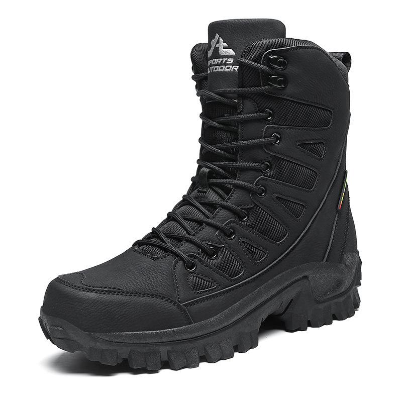 Outdoor New High-top Hiking Shoes Outdoor Platform Combat Training Military Boots Extra Large Size Wide Head Hiking Shoes