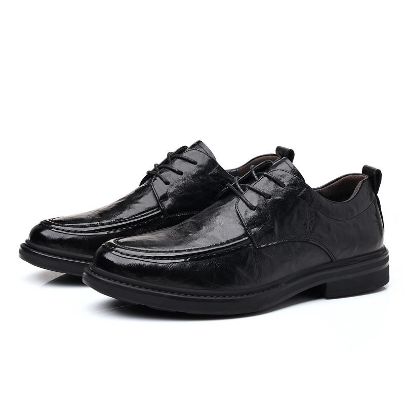 

Autumn men s business dress casual leather shoes versatile wedding groom shoes trend 38 чёрный