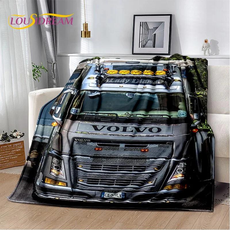 Volvo Truck Lorry 3D Printing Soft Flannel Blanket for Beds Bedroom Sofa Picnic,Throw Blanket for Cover Outdoor Leisure Nap Gift