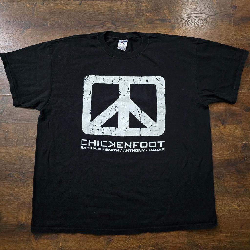 Y2K Chickenfoot 2009 Welttournee T-Shirt Herren XL Schwarz Hagar Satriani Jerzees Unisex T-Shirt