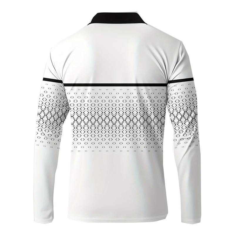 The New Men's Long-sleeved POLO Shirt for Spring and Autumn 2026 Features Street Fashion and Comfort with 3D Pattern Printing
