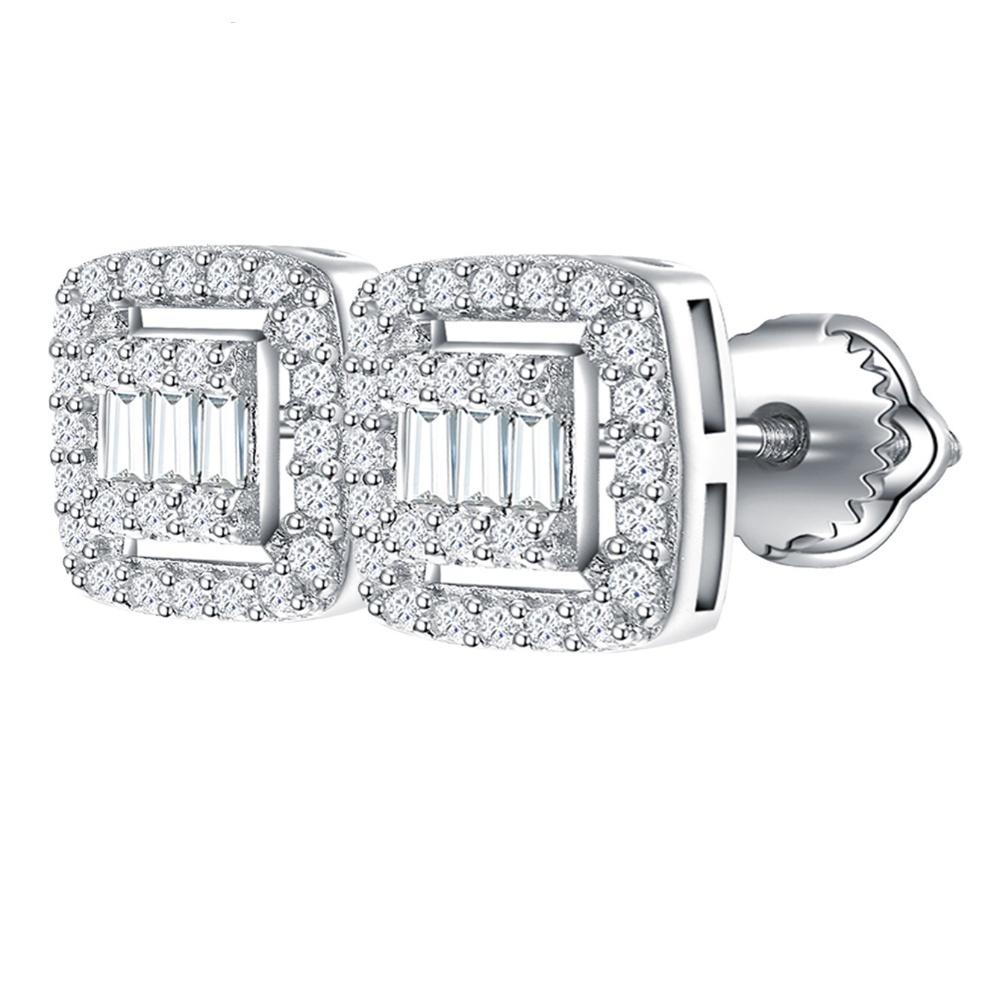 

Серьги-пусеты с муассанитом 0,06 карата, квадратная оправа с зубцами, покрытие из белого золота 14 карат белый