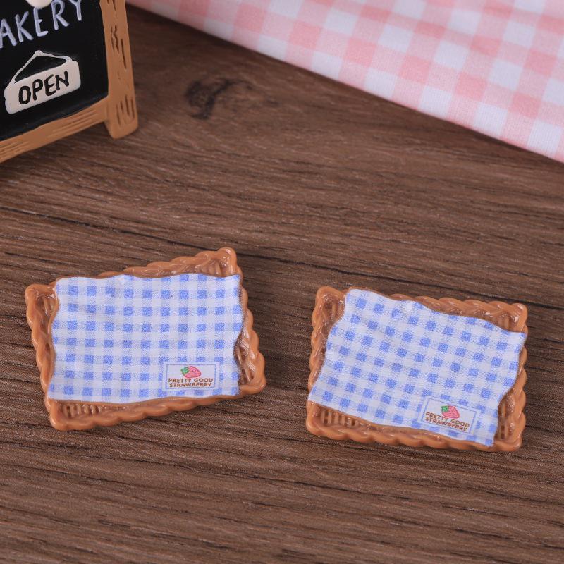 Korean Style Mini Plaid Tray & Food Toy Ornaments - Handmade Resin Hair Accessories