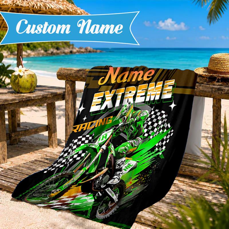 Asciugamano da Spiaggia Personalizzato con Nome e Veicolo Fuoristrada/Pompieri, in Microfibra, Leggero e Asciugatura Rapida, per Viaggi Estivi, Regalo per Piscina