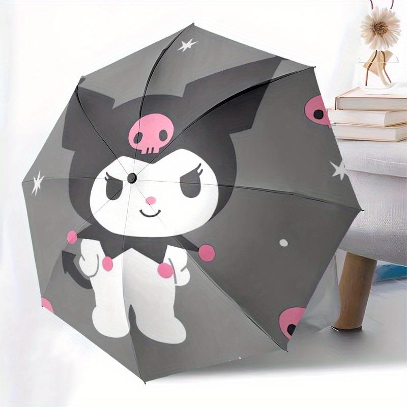 1pc Gothic Kuromi Round Sticker Umbrella with Plastic Handle,Suitable for All Seasons Home Travel Outdoor UmbrellaSanlio605