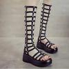 Fashion High Quality 2024 Roman Sandals Women Shoes Platform Mid Calf Summer Boots Womens Platform Heels 6cm Thick Heel Sandals Zip