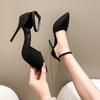 Fashion Women's Fashion Slim Heel Shoes Fall New Pointy Head Shallow Mouth Line with Air Low-top High Heels