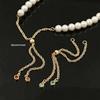 14K Gold Plated Adjustable Water Wave Chain Bracelet/Necklace with Colorful Cubic Zirconia 