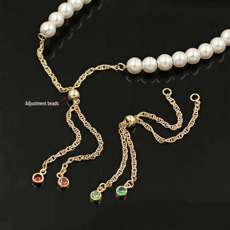 14K Gold Plated Adjustable Water Wave Chain Bracelet/Necklace with Colorful Cubic Zirconia 