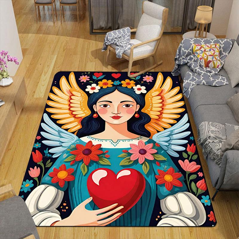 Cozy Floral Girl Heart Rug Floor Mat for Living Room or Bedroom Soft and Comfortable Carpet a Gift for Birthday and Holiday.ZFF0913368