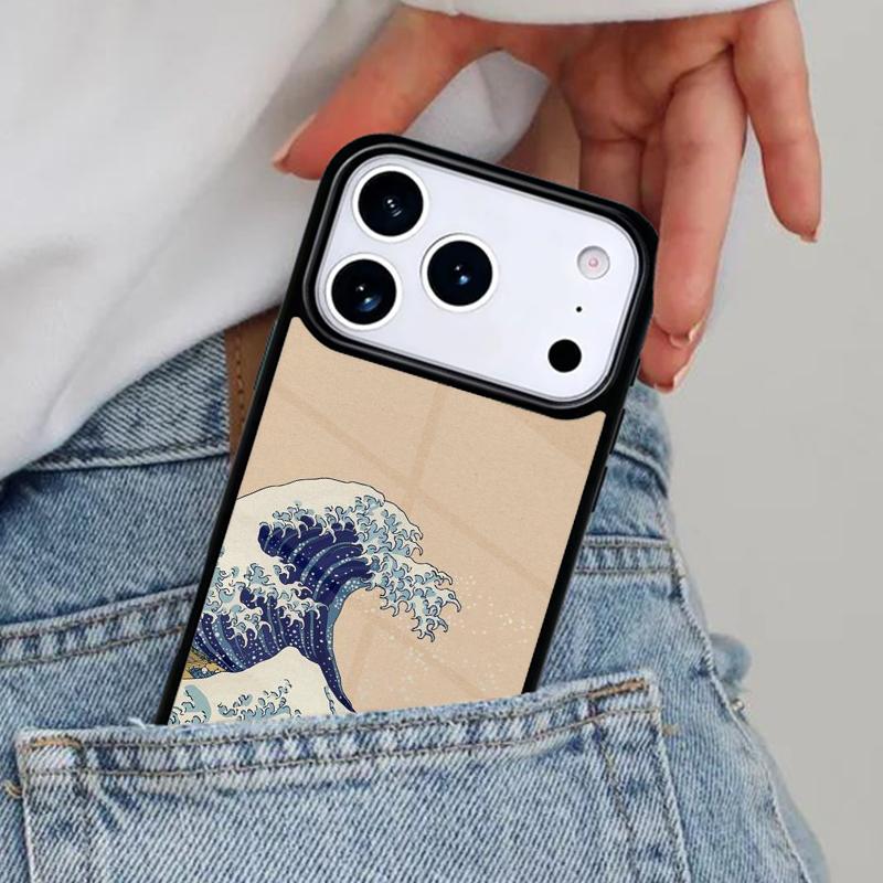 Japanese Wave Art Phone Case for iPhone 16e 15 14 13 12 17 Pro Max Plus Air 17pro Cover Coque