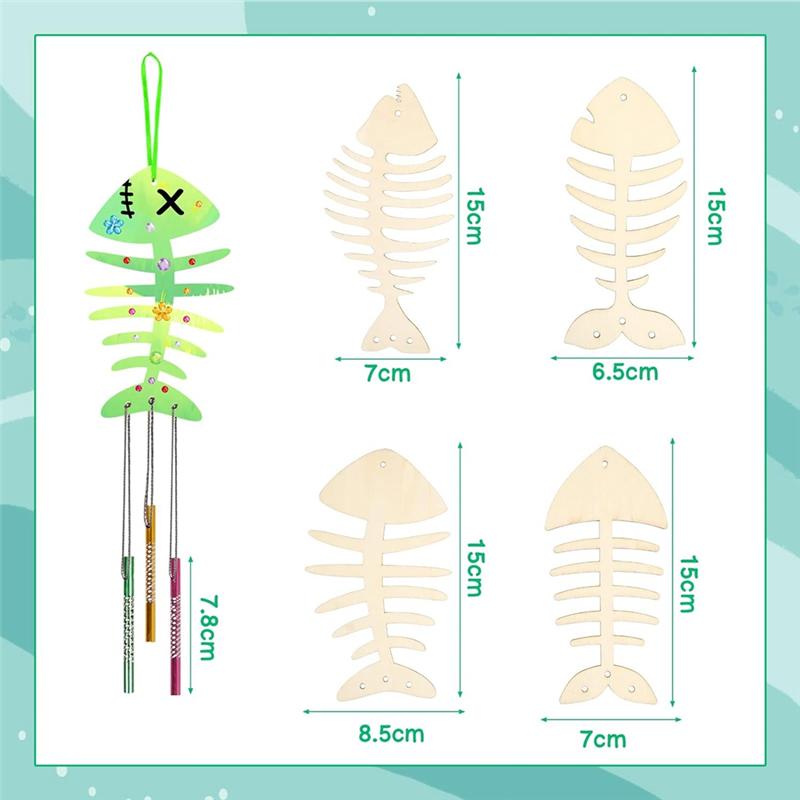 My Home 12 Pack Wind Chime Kit Spring Craft For Kids Wooden Arts And Crafts For Girls Boys Make Your Own Fish Wind Chime