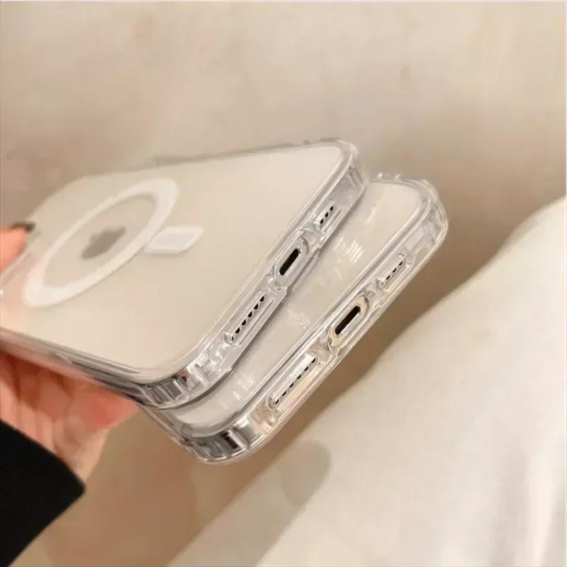 Original Clear For Magsafe Magnetic Wireless Charging Animation Phone Case For iPhone 15 16 13 12 14 11 Pro Max Cover Case