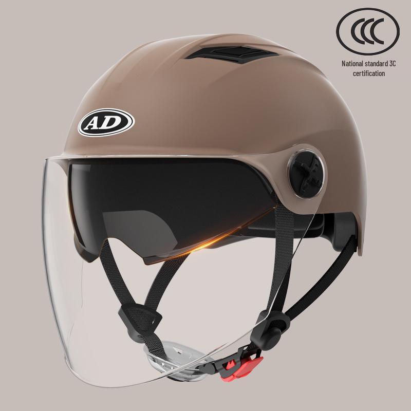 3C Certified Unisex Electric Vehicle Half Helmet with Double Visor, Summer Sun Protection, All-Season Use for Scooters & Motorcycles